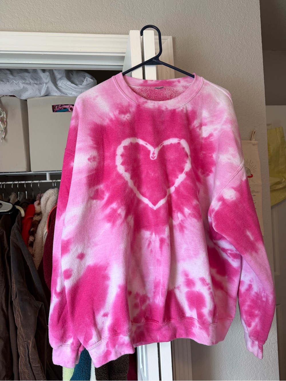 Urban Outfitters Pink Tie-Dye Heart Sweatshirt